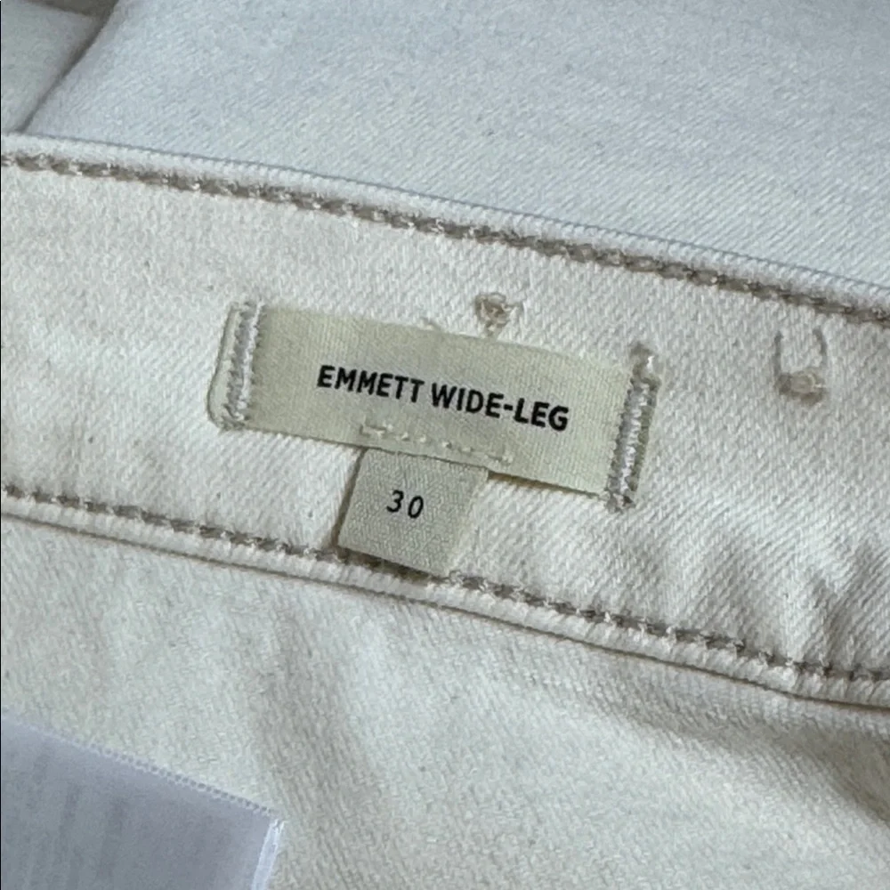 Madewell Emmett Wide Leg Full Length Jeans‎ Patch Pockets Beige Size 30 NWOT